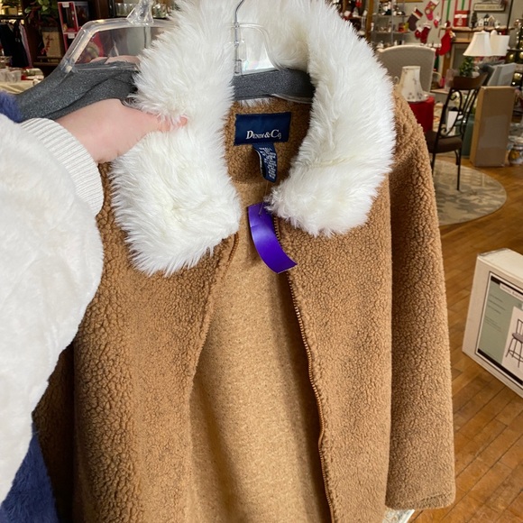 Denim&Co Jackets & Blazers - Denim&Co Teddy Coat in tan brown with White Faux Fur Collar